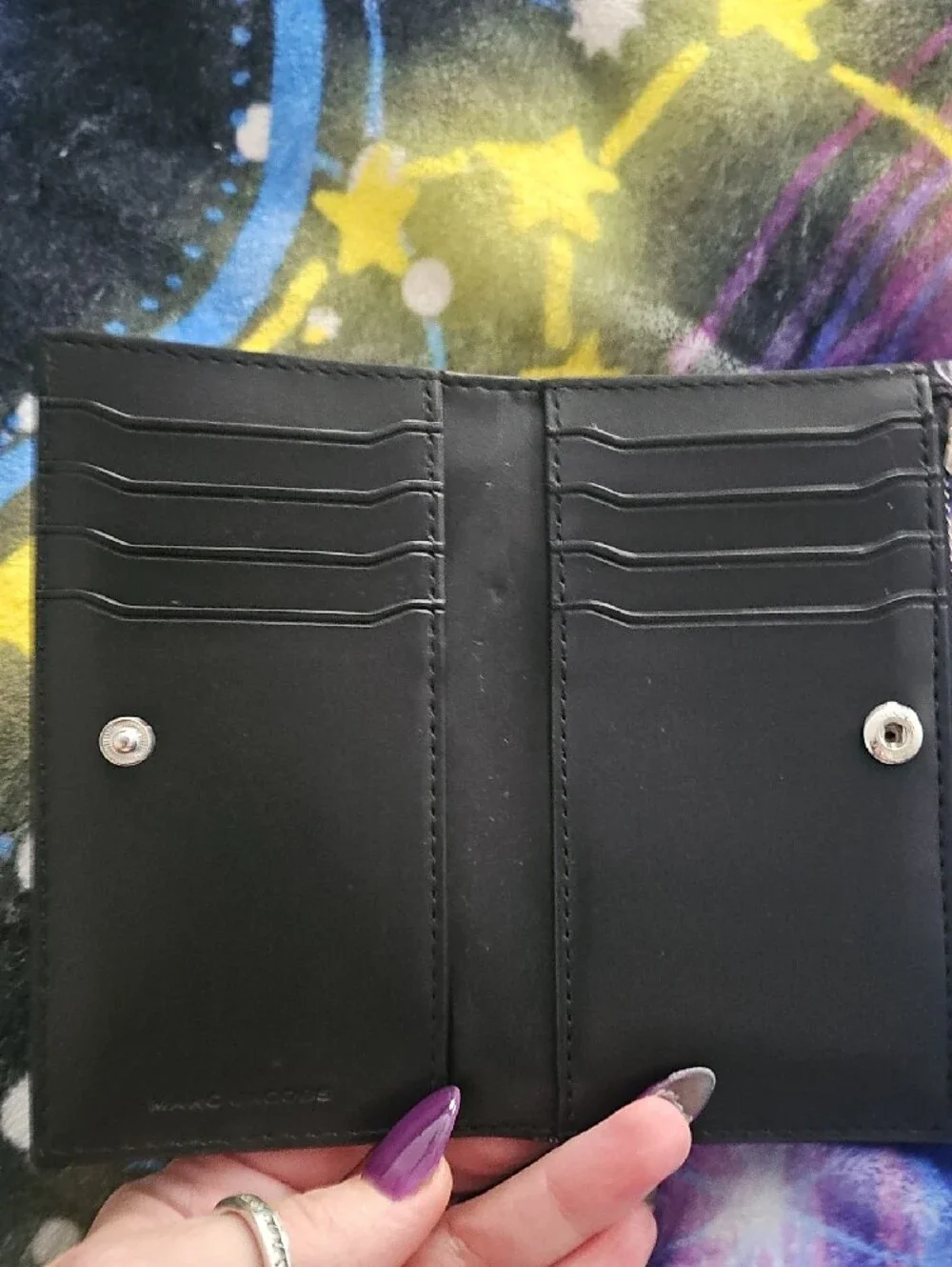 Marc Jacobs Black Sticker-Print Leather Card Holder